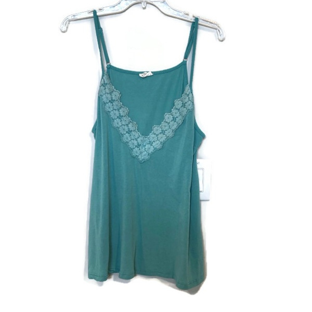 POL Teal Floral Lace V-Neck Camisole